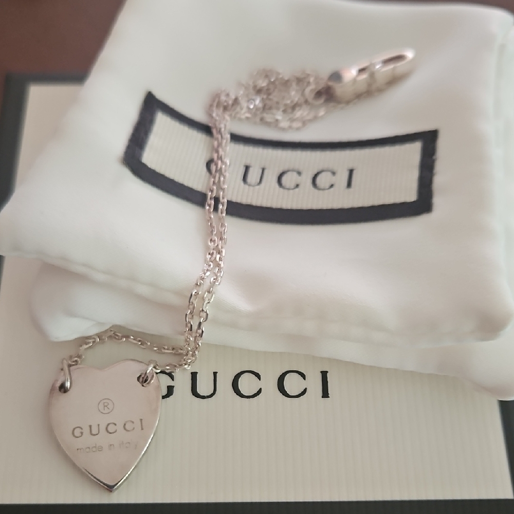Gucci Silver Heart Charm Necklace
